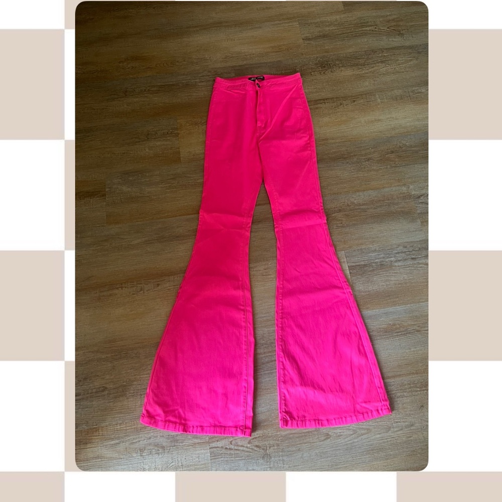 Vibrant Pink Flare & Wide Leg Jeans